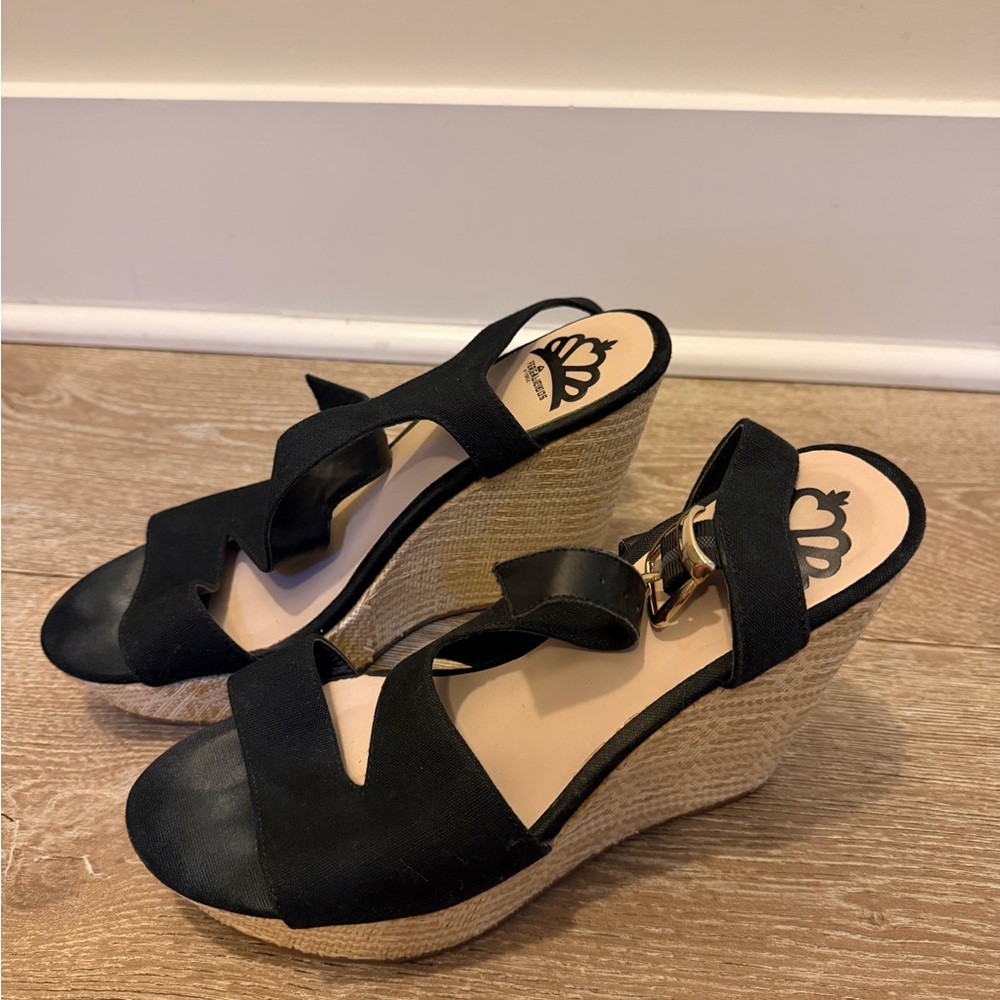 Fergalicious Black Espadrille Wedge Sandals